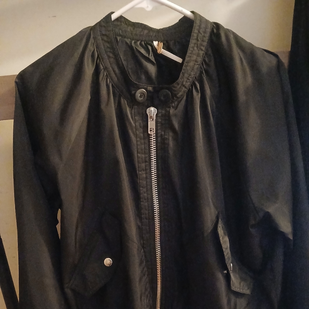 Free People Women's  BLACK Satin Bomber Jacket Size M
